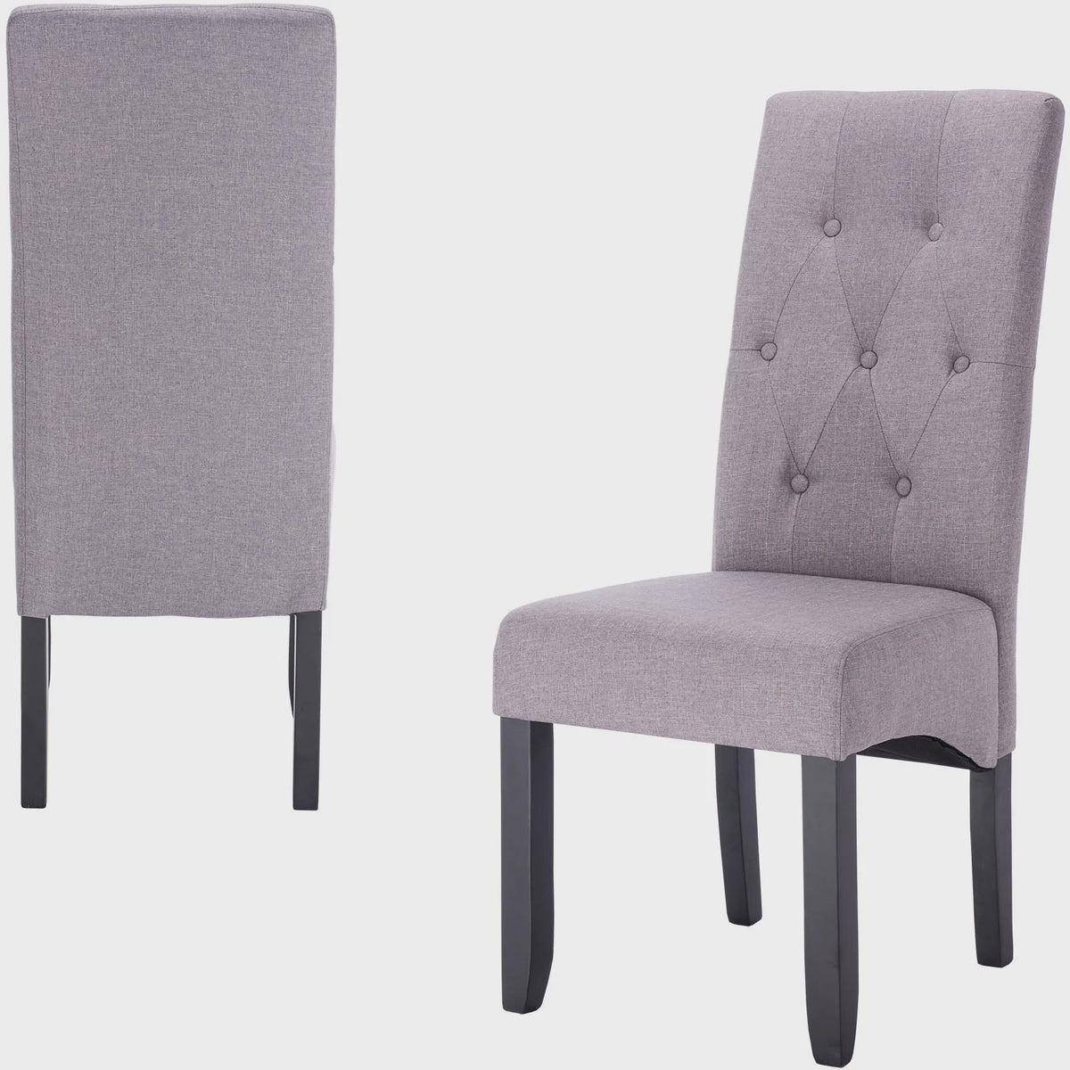 Set van 2 eetkamerstoelen met hoge rugleuning en comfortabele zitting - Massief Hout