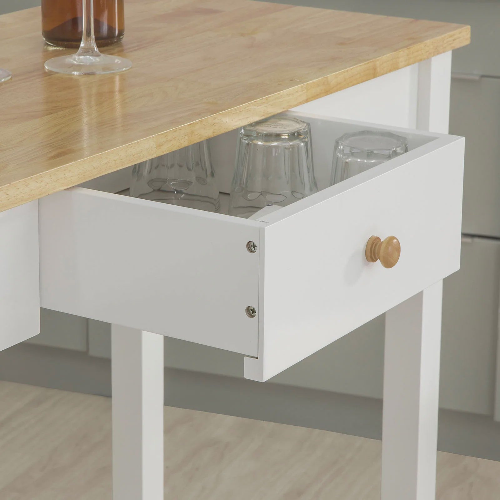 Compacte Bartafel Set met 2 Krukken, Lade en Haken - Ideaal voor Keuken en Bistro