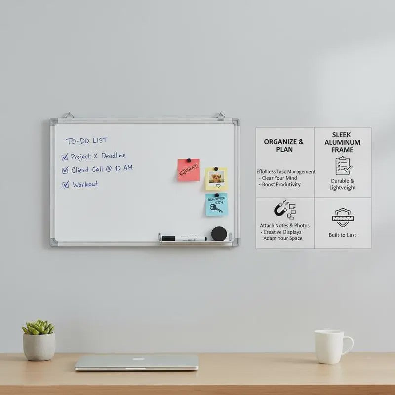 Magnetisch Whiteboard 40x30 cm met Aluminium Frame - Organiseer en Plan