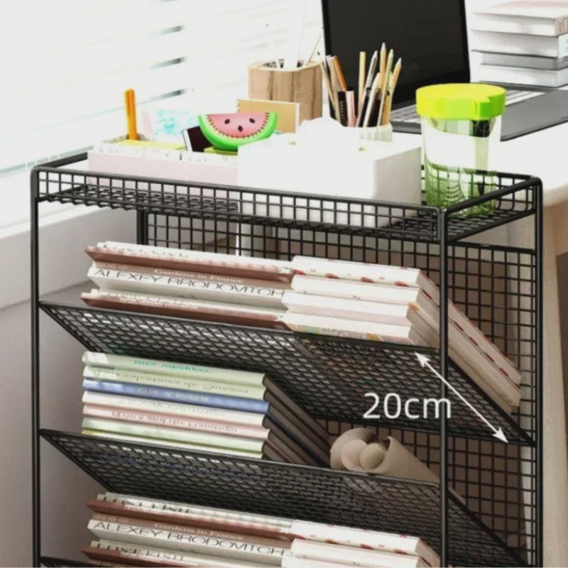 Mobiele Boekenkast op Wielen - Metalen Opbergrek voor Kantoor, Bureau en Kinderkamer