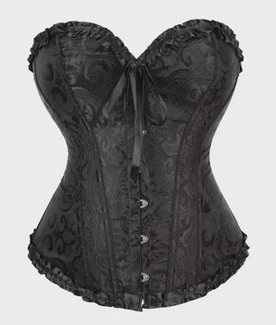 Victoriaans Jacquard Corset Top met Kant en Bloemenprint - Sexy Bustier voor Dames