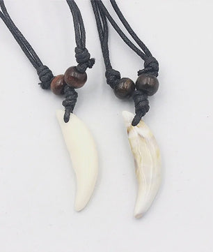 Tibetaanse Wolfstand Ketting - Imitatie Bot Amulet voor Heren & Dames