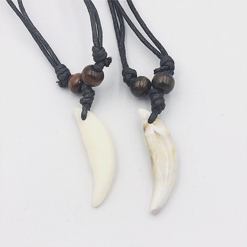 Tibetaanse Wolfstand Ketting - Imitatie Bot Amulet voor Heren & Dames