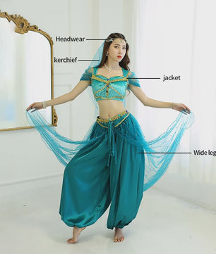 Prinses Jasmine Kostuum Set - Dans, Cosplay & Bollywood Outfit voor Dames & Meisjes