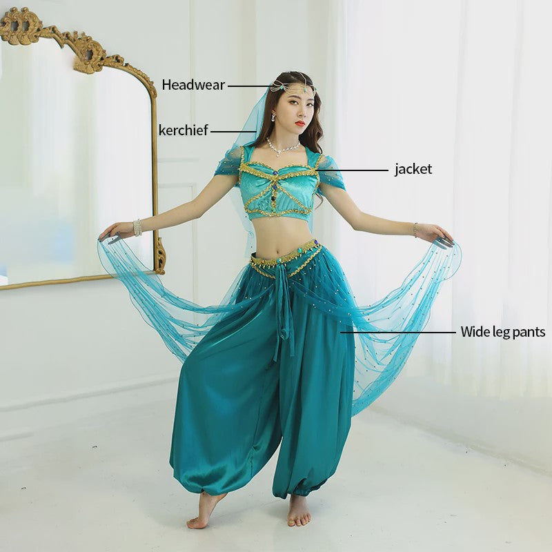 Prinses Jasmine Kostuum Set - Dans, Cosplay & Bollywood Outfit voor Dames & Meisjes