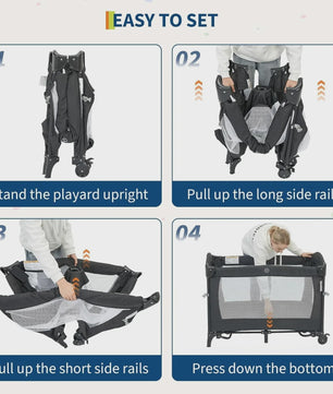 4-in-1 Babybed, Reiswieg, Speelbox & Campingbed met Aankleedkussen