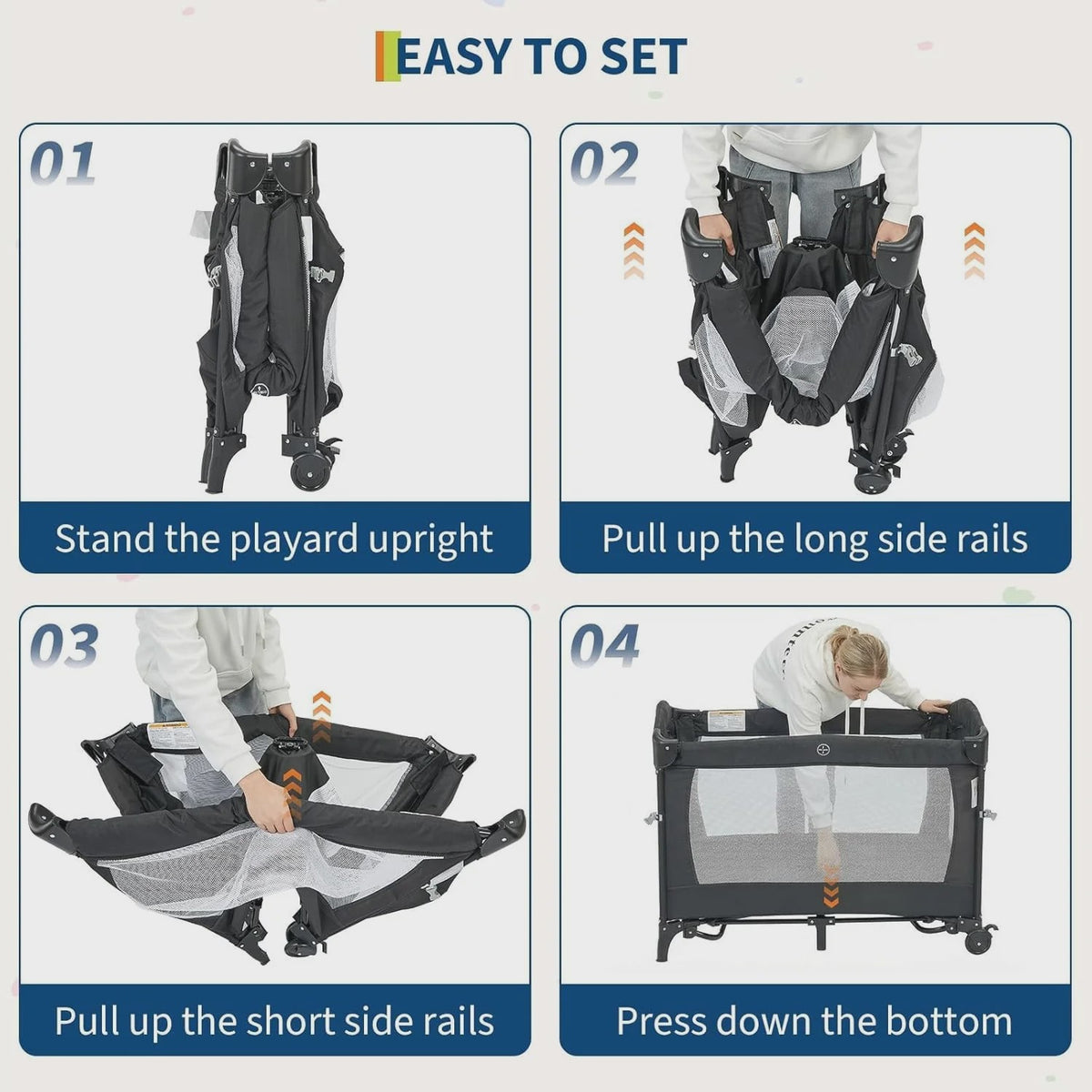 4-in-1 Babybed, Reiswieg, Speelbox & Campingbed met Aankleedkussen