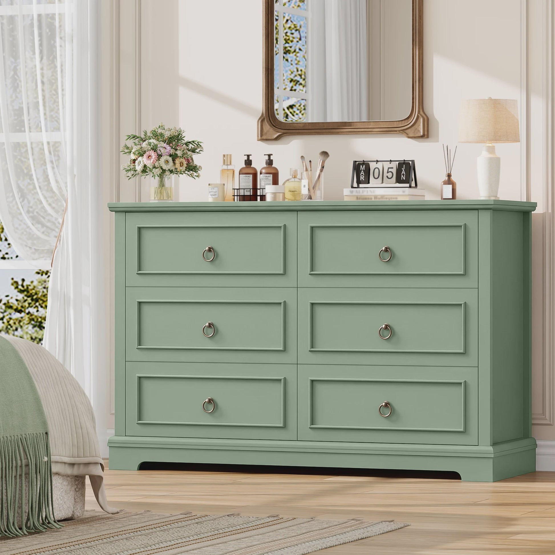 Stijlvolle Ladekast met 6 Lades - 120cm Breed - Houtnerf - Sideboard Kast voor Slaapkamer & Woonkamer