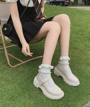 Dames Mary Jane Schoenen met Parels - Comfortabel & Elegant Zwart Leer