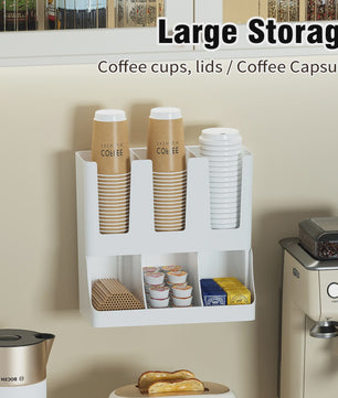 Wandmontage Koffie Station Organizer - Opslag voor Bekers, Cups en Bar Accessoires