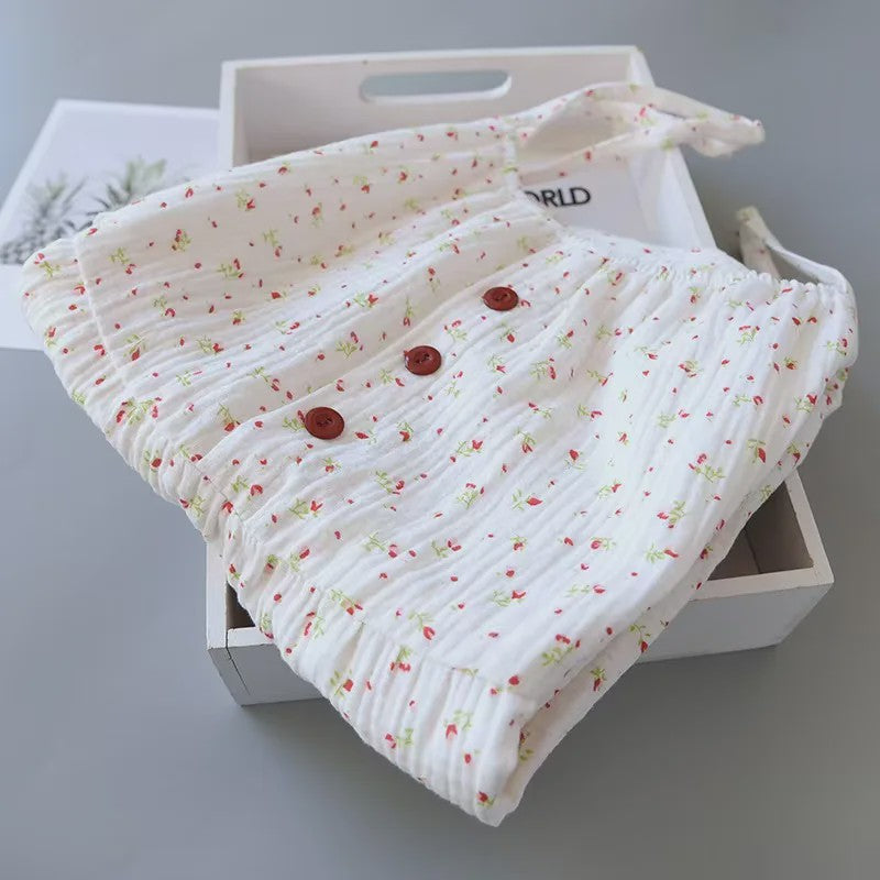 Zomer Pyjama Set Dames - Bloemendruk Nachtkleding met Knopen