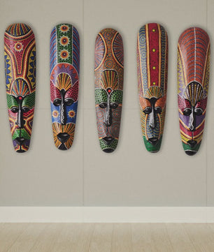 Handgesneden Houten Afrikaans Totem Masker - Unieke Wanddecoratie
