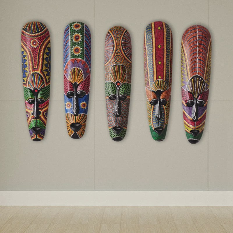 Handgesneden Houten Afrikaans Totem Masker - Unieke Wanddecoratie