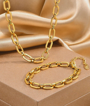 Chunky Gouden Halsketting Dames - Roestvrij Staal Dikke Ovalen Schakelketting Choker