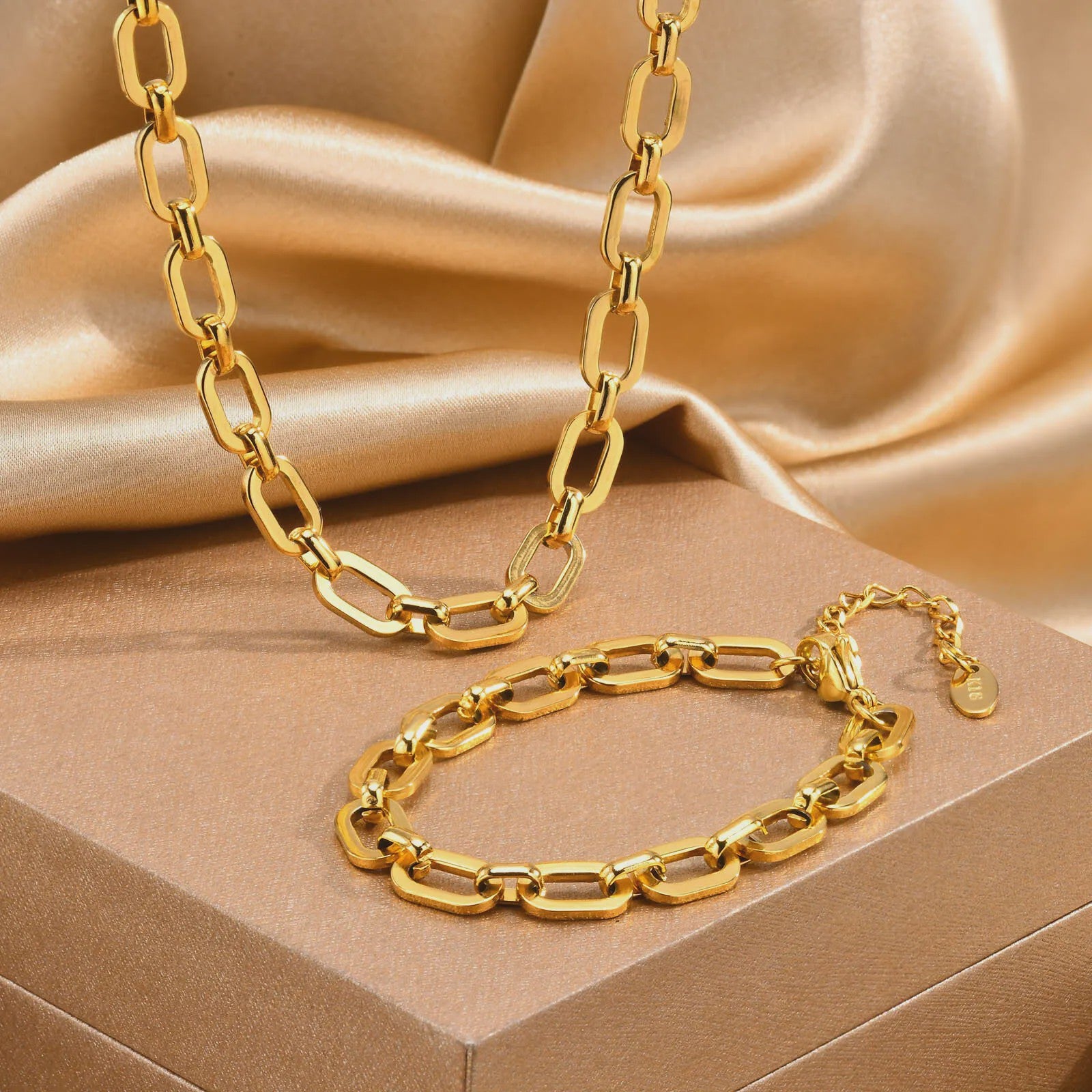 Chunky Gouden Halsketting Dames - Roestvrij Staal Dikke Ovalen Schakelketting Choker