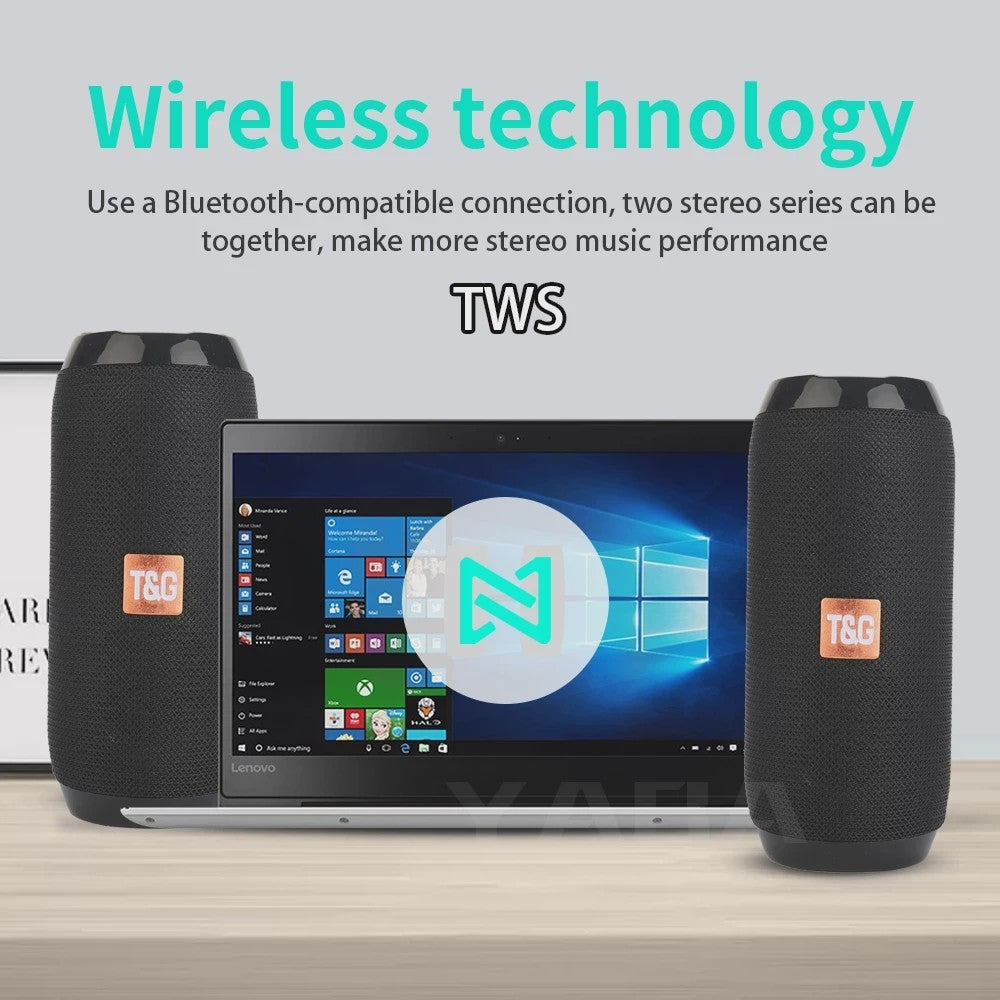 Draagbare Bluetooth Speaker met FM Radio, Subwoofer en 10W Stereo Geluid