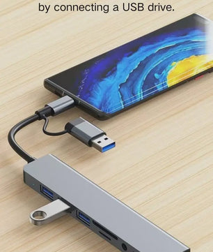8-in-2 USB-C Hub: Expander met USB 3.0, Type-C, SD/TF & Audio voor Telefoon/Tablet
