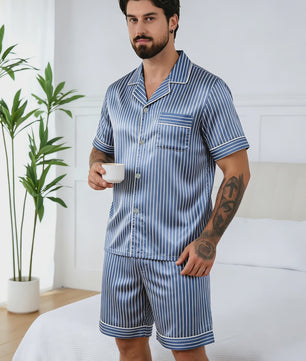 Heren Zomer Pyjama Set Korte Mouw - Zacht & Comfortabel Nachtkleding en Loungewear