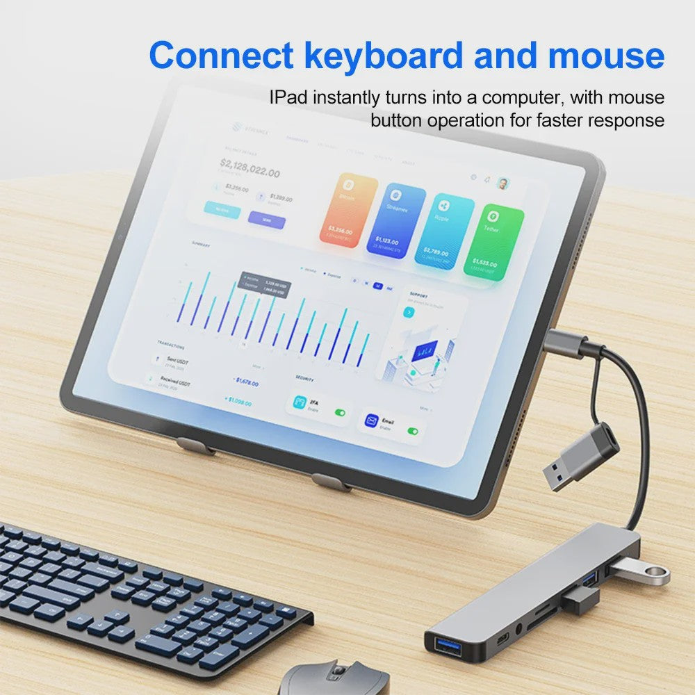 USB C Hub met 5Gbps USB 3.0, SD/TF Kaartlezer & Audio - Docking Station voor Laptops