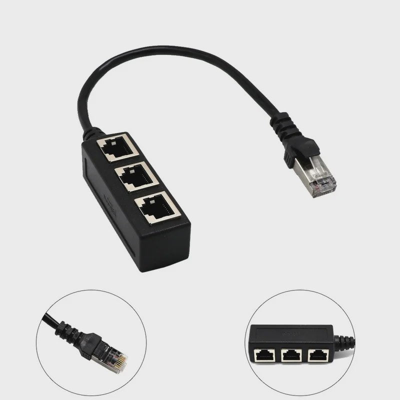RJ45 Netwerk Splitter Adapter - 1 Male naar 2/3 Female Ethernet Poorten
