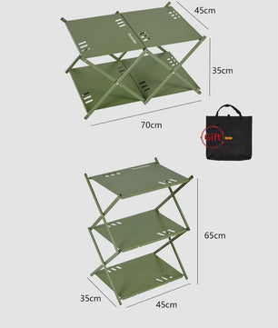 Mountainhiker Opvouwbaar 3-laags Outdoor Opslagrek - Draagbaar Kampeerrek voor Tuin, BBQ & Picknick