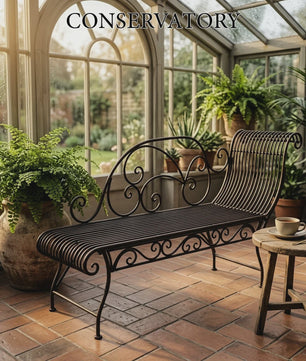 Vintage Metalen Buitenbank - Weerbestendige Tuinbank voor 2-3 Personen