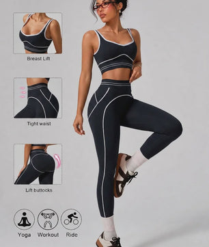 Dames Yoga Set: Seamless Crop Top & Hoge Taille Legging - 2-delig Sportpak