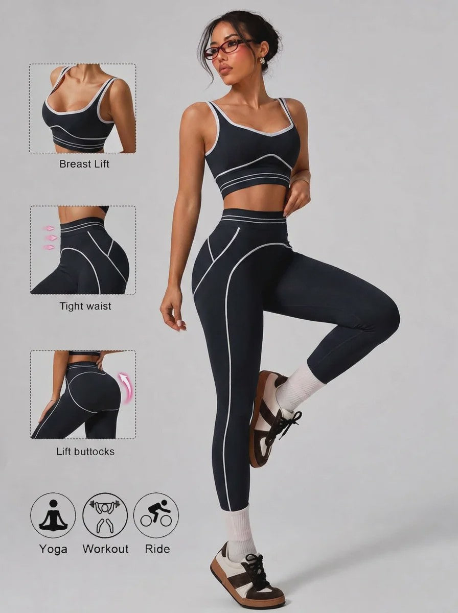 Dames Yoga Set: Seamless Crop Top & Hoge Taille Legging - 2-delig Sportpak