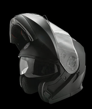 Modulaire Motorhelm Mat Zwart - Dubbele Lens, DOT Gecertificeerd, Unisex