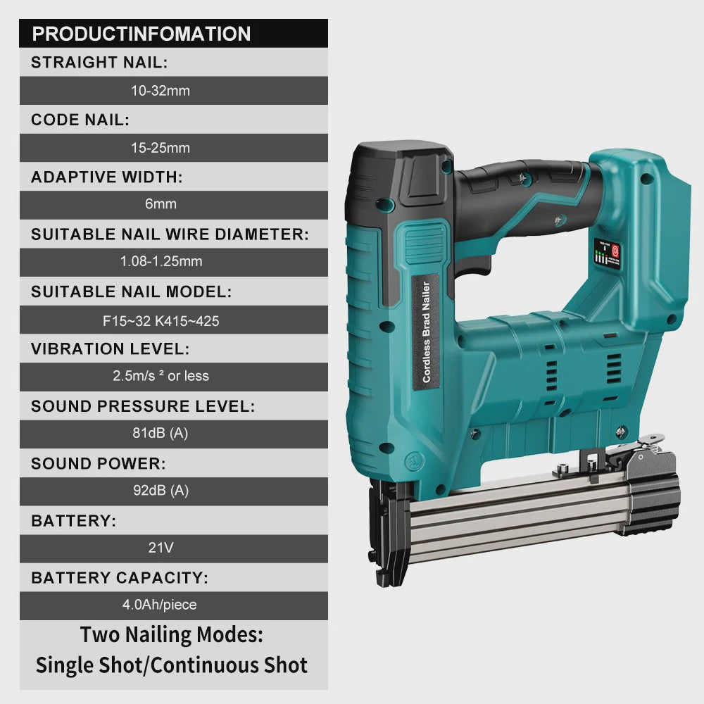 YEARTOP 2-in-1 Accu Tack- en Nagelpistool - Brushless Motor, Krachtig, Makita 18V Compatibel