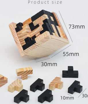 Houten 3D Kubus Puzzel - Educatief Breinbreker Spel voor Kinderen