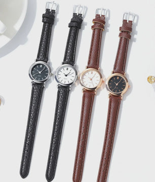 Chique Dameshorloge met Leren Band - Stijlvol en Casual Quartz Horloge