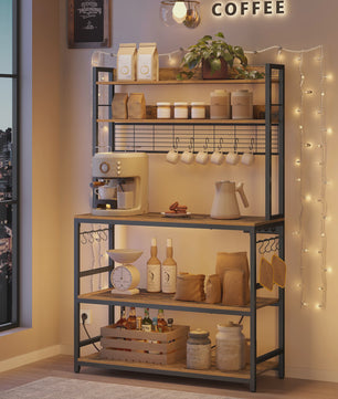 VASAGLE Keukenrek met Stopcontacten en 14 Haken - 100x40x170 cm