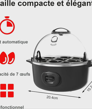 Multifunctionele Eierkoker voor 7 Eieren - Zacht, Medium, Hardgekookt & Omelet