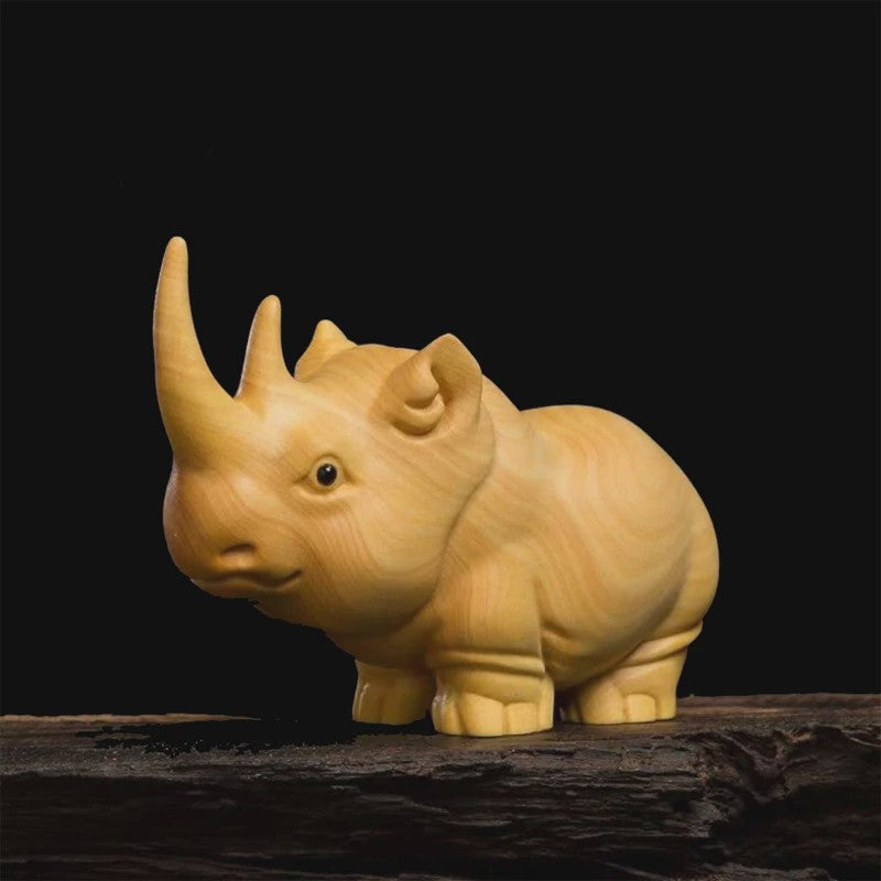 Houten Miniatuur Beeldjes: Olifant, Neushoorn & Nijlpaard - Sfeervolle Huisdecoratie