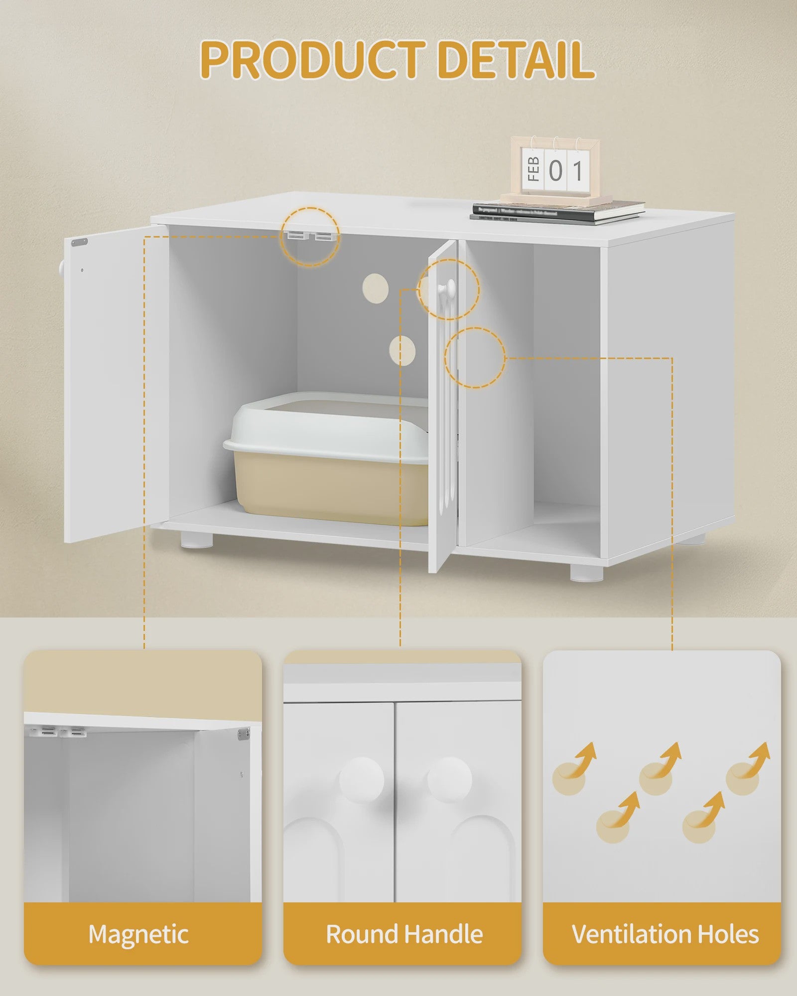 Stijlvolle Katten Toiletkast met Deur en Divider - Modern Design