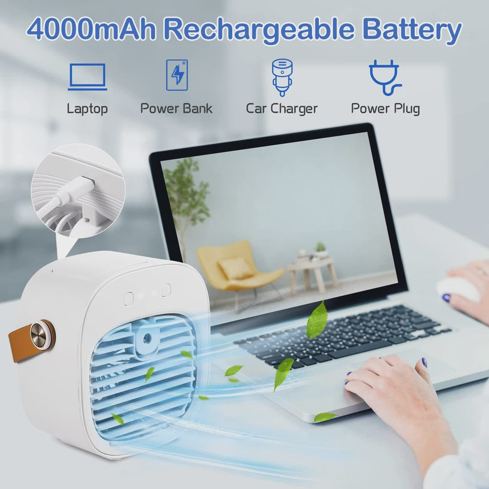 Draagbare Mini Airconditioner met Oplaadbare Batterij - Draadloze Koeler & Ventilator