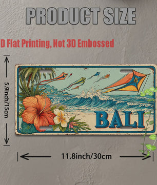 Vintage Bali Vliegerfestival Metalen Bord - Tropisch Strand Decoratie