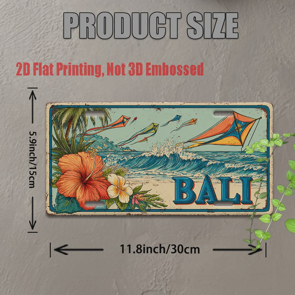 Vintage Bali Vliegerfestival Metalen Bord - Tropisch Strand Decoratie