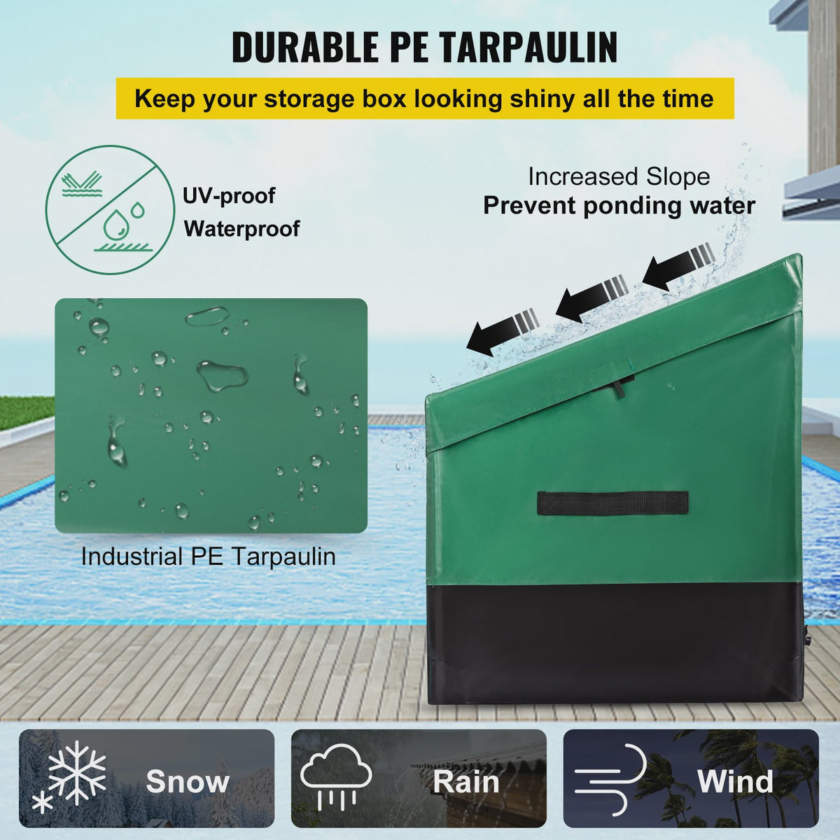 Waterdichte Outdoor Opbergbox 100 Gallon - PE Tarpaulin & Verzinkt Frame