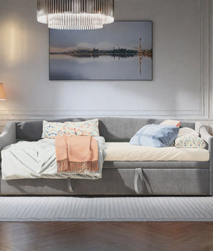Uitschuifbare Daybed Sofa Bed 90/180x200 cm - Gestoffeerd Slaapbank met Uittrekbaar Bed