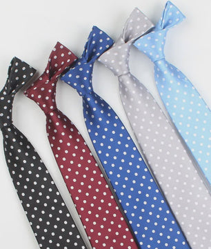 Skinny Polka Dot Stropdas voor Heren - 8cm Slim Polyester Jacquard