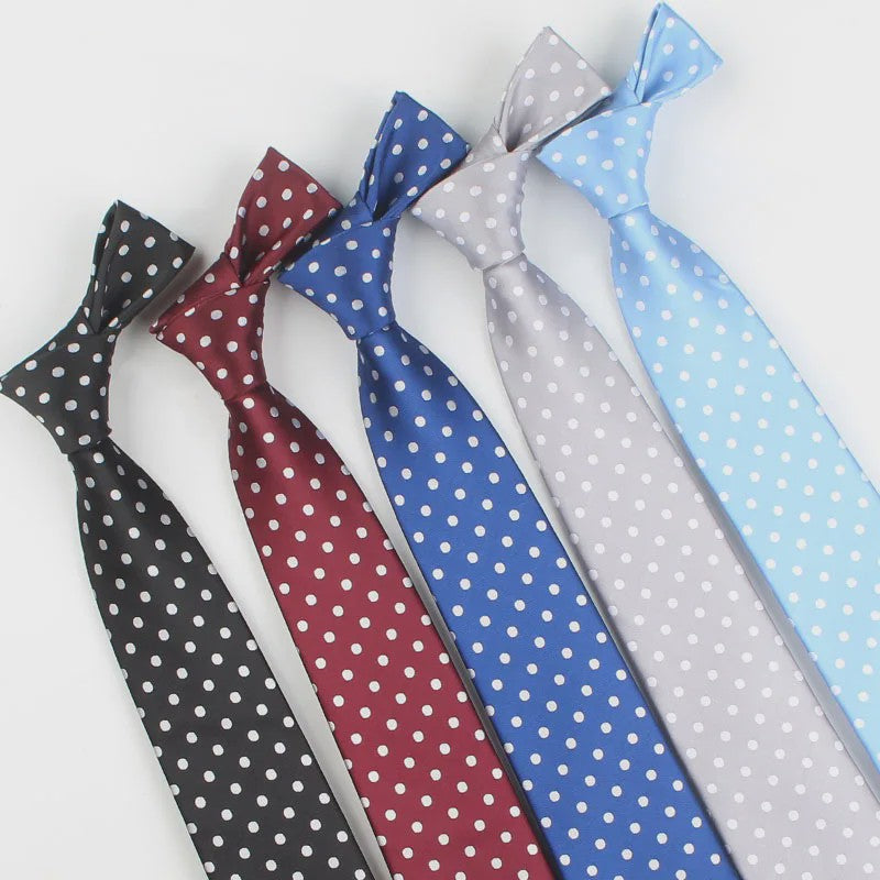 Skinny Polka Dot Stropdas voor Heren - 8cm Slim Polyester Jacquard
