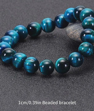 Minimalistische Blauwe Tijgeroog Kralen Armband - Natuursteen