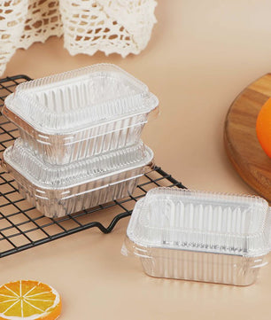 10x Wegwerp Aluminium Bakvormen met Deksel - Rechthoekig voor Cakes, Muffins & Brood