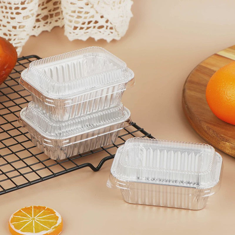 10x Wegwerp Aluminium Bakvormen met Deksel - Rechthoekig voor Cakes, Muffins & Brood