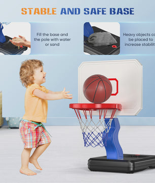 Verstelbare Kinder Basketbalring met Standaard en 4 Ballen - Indoor & Outdoor Speelplezier