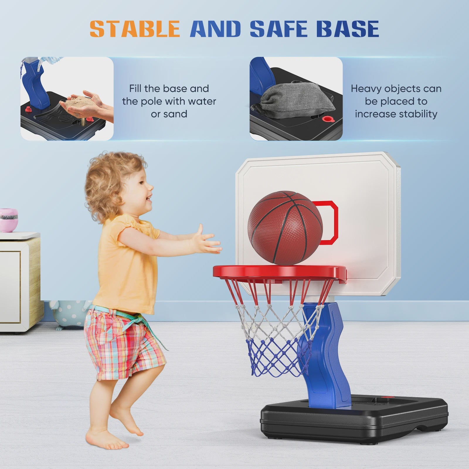 Verstelbare Kinder Basketbalring met Standaard en 4 Ballen - Indoor & Outdoor Speelplezier