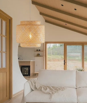 Moderne Bamboe Hanglamp - Handgeweven Kunst & Sfeervolle Verlichting