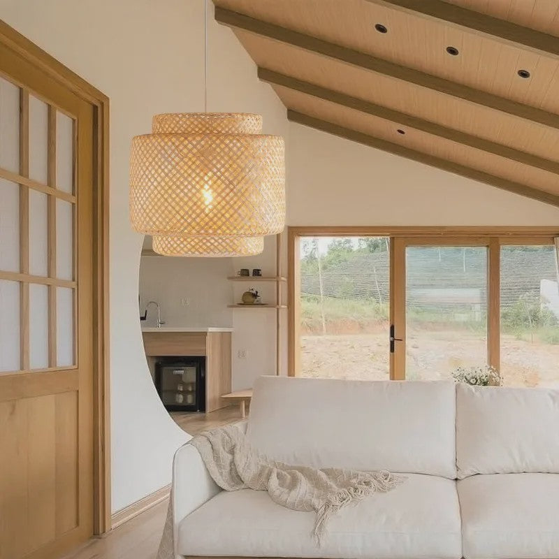 Moderne Bamboe Hanglamp - Handgeweven Kunst & Sfeervolle Verlichting